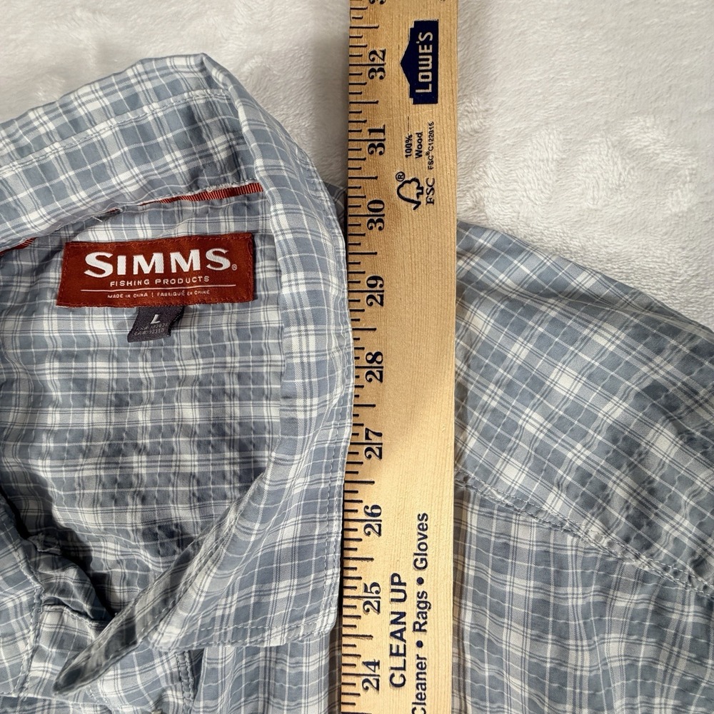Simms Shirt Men's Size L Green Plaid Fishing Long Sleeve Button Up - Picture 6 of 8